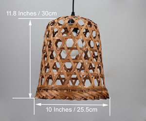 Woven Bamboo Basket Pendant Light Bohemian Style <b>Ceiling</b> Lamp Natural Rattan Hanging Light Boho Home <b>Decor</b> Supplier Manufacturer - Product Image 5