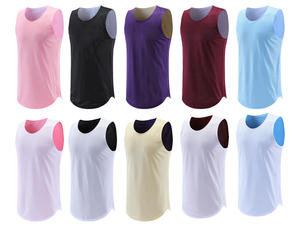 Camiseta sin mangas morada para hombre High Street, cuello redondo, transpirable, de punto, color liso, informal, para entrenamiento, 100% poliéster micro malla - Product Image 6