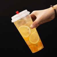 Vaso Transparente de PP IML para Té de Burbujas con Tapa, Logotipo Personalizado, 12oz 16oz 20oz 24oz para Té con Leche, Café y Jugos, Venta al Por Mayor