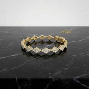 Pulsera de Plata de Ley con Diamantes Cultivados en Laboratorio, Diseño Geométrico Clásico en Oro Rosa, Elegancia Moderna, Lujo Atemporal para Fiestas - Product Image 2