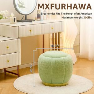 Modern Round Floral Storage Ottoman Soft Padded Teddy Velvet Footstool with Accent Small Table Plant Stand - Product Image 2