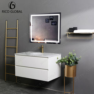 RICO GLOBAL Modern <b>Wall</b>-Mounted Bathroom Vanity With Led <b>Mirror</b> 60 In Ceramic Basin Contemporary Design - Product Image 4