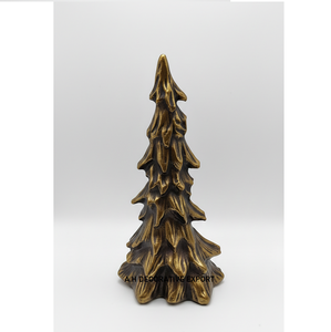 Sculpture de sapin de Noël en or de luxe |   Objet en métal et pin élégant pour la table des fêtes |   Décoration dorée scintillante pour la maison - Product Image 4