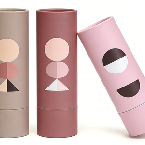Tubo di Carta Cilindrico Minimalista Geometrico, Design a Blocchi di Colore Pastello, Tubo di Carta Cilindrico Personalizzabile per Imballaggio - Product Image 2