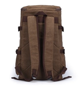 Vintage <b>Canvas</b> Unisex Laptop Day Pack with Hasps Closure Soft Handle PU Lining 20-37L Capacity Student Casual Sports <b>Backpack</b> - Product Image 2