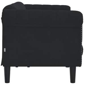 Elegante Sofá Rectangular de 3 Plazas en Terciopelo Negro, Mueble para Sala de Estar - Product Image 5