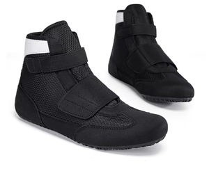 High Top Wrestling <b>Shoes</b> Black Mesh Upper <b>Velcro</b> Strap Rubber Outsole EVA Midsole Unisex Combat Training Footwear - Product Image 2