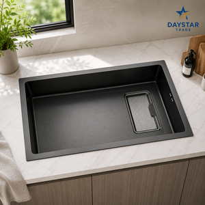 Évier de cuisine rectangulaire moderne brossé Daystar Trade en acier inoxydable 304, à cuve unique, à encastrer, fait main et personnalisable, avec robinet - Product Image 1