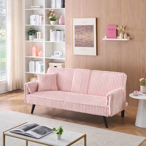 Sofá Cama de Corduroy de Líneas Rectas y Estilo Minimalista para Sentarse y Recostarse en el Dormitorio o Sala de Estar - Product Image 2