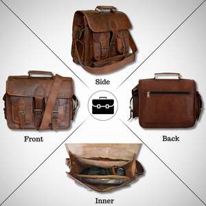 Porte-documents vintage en cuir véritable pour homme — Sac à bandoulière et sacoche décontractée pour appareil photo, idéal pour les voyages - Product Image 2