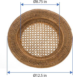 Bandeja Tejida de Ratán Natural de 17 Pulgadas, Plato Decorativo Ecológico para Servir en el Hogar o Restaurante - Product Image 1
