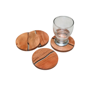 Handcrafted Hammered Gold Metal Coasters Set Of 6 Luxury Safari Collection Rustic Texture <b>Table</b> <b>Protector</b> For Home & Restaurant - Product Image 6