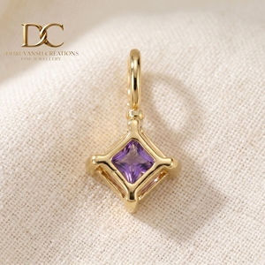 Pendentif Charme Solitaire Classique en Or Jaune Massif 14 carats Certifié IGI avec Alexandrite de Laboratoire, Bijou Fin pour Bracelet Femme - Product Image 5