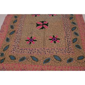 Handmade Vintage Cotton Kantha Suzani <b>Quilt</b> Floral Embroidery Boho Indian Eco-Friendly Washable All-Season Bedspread <b>Throw</b> - Product Image 3