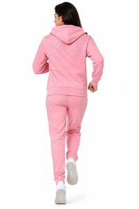 Women Plus Size Eco-Friendly Breathable Rhinestone 2-Piece Tracksuit <b>Set</b> Zip Hoodie Wide Leg Pants Casual Sportswear Jogger - Product Image 2