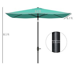 Ombrellone Rettangolare da Esterno 6.6 x 10 piedi con Manovella e Pulsante di Inclinazione per Giardino, Prato, Terrazza, Cortile, Protezione dalla Pioggia - Product Image 3