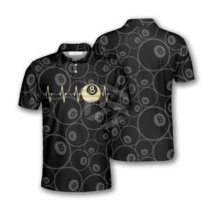 Maillot personnalisé imprimé numériquement pour polos homme - Équipe de billard snooker 100% polyester léger et respirant - Product Image 1