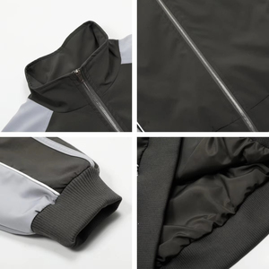Ensemble de survêtement sportif unisexe à manches longues avec veste zippée color block et pantalon à cordon de serrage, séchage rapide, en polyester, pour l'automne - Product Image 5
