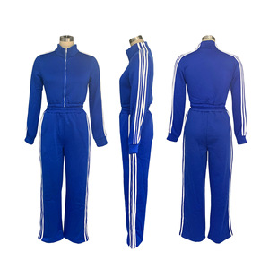<b>Women</b> Two Piece Stripe Zipper <b>Jacket</b> and Sweatpants Casual Workout Tracksuit Plus Size 2 Pieces Set <b>Women</b> - Product Image 4