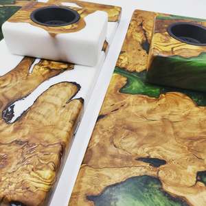 Brûleur de Bakhoor et d'Oud RoyalOud Signature Mubkhar en bois et résine, fait main, avec une élégance arabe contemporaine pour une fragrance d'ambiance luxueuse. - Product Image 6