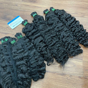 Vente de Noël, extensions de cheveux bouclés birmans en vrac, sans perte, sans nœuds, couleurs noires, différentes longueurs, fournisseur de cheveux bruts - Product Image 5