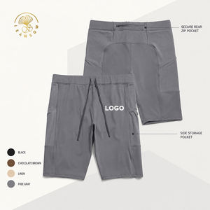 Maker Double <b>Layer</b> <b>Mid</b> Waist Men Gym Fitness Butt Lift Sweatpants Breathable Sport Solid Casual Shorts Side Pocket - Product Image 4