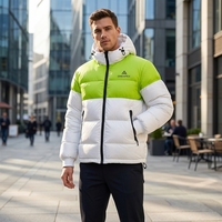 Veste matelassée à capuche pour homme, verte et blanche, chaude, imperméable, légère, pour l'hiver et les activités de plein air, One Apex