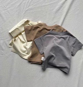 T-shirt d'été pour enfants, col rond, tricoté, manches courtes, 100% coton, anti-rétrécissement, décontracté, nouvelle mode, tendance, fin - Product Image 2