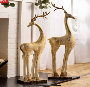 Impresionantes esculturas de aves grullas en relieve en blanco y dorado sobre bases de mármol, disponibles a precios de mayorista. - Product Image 4