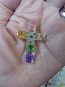 Croix carrée en résine ILAHI avec motif artistique, bords lisses, couleurs vives, décoration d'intérieur - Product Image 2