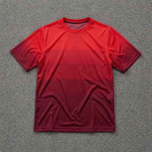 Custom Blank <b>Red</b> Gradient Soccer Jersey Men's Ombre Short Sleeve Crew Neck Football Training Shirt - Product Image 1
