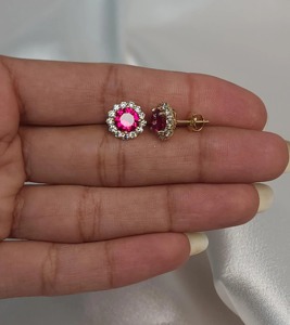 Pendientes de Oro de 14K con Halo de Rubí de 0.52 Ct y Diamantes Cultivados en Laboratorio, Certificados por IGI, para Mujer, Elegantes, para Fiesta, Regalo de Joyería Fina - Product Image 6