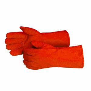 Guantes de Soldadura Rojos de Cuero Vacuno Reforzado con Logotipo Personalizado, Resistentes al Calor y a las Chispas, para Bomberos, Construcción y Barbacoa - Product Image 1