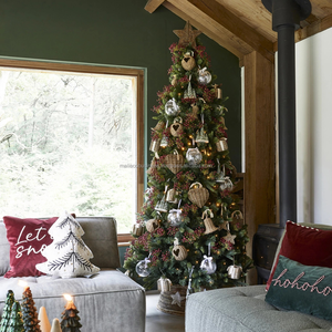 Ornements de Noël en rotin neutre rustique boîte-cadeau en osier décorations d'arbre suspendues usine en gros pour les cadeaux de vacances de vacances - Product Image 5