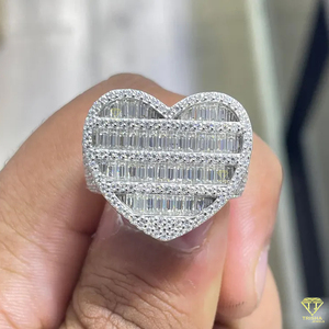 Luxury Hip Hop Moissanite Diamond Heart <b>Ring</b> For <b>Men</b> Baguette Stone Fashion Jewelry <b>Ring</b> - Product Image 6