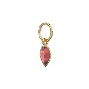Pendentif en or massif avec serti clos en forme de poire rubis, pierre de naissance de juillet, bijou fin minimaliste et empilable, pierre précieuse rouge en or massif pour elle - Product Image 3