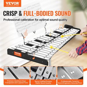 Set professionale Glockenspiel xilofono a 32 Note Kit strumenti a percussione mazze bacchette Music Stand regolabile - Product Image 2