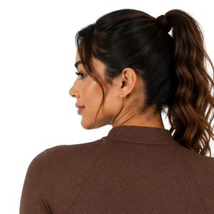 Womens Chocolate <b>Brown</b> Horse Riding Base Layer <b>Long</b> <b>Sleeve</b> Equestrian Training Shirt Quarter Zip Stretch Breathable Performance - Product Image 5