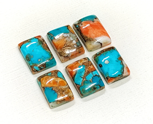 Cabochon en turquoise cuivrée de forme baguette, 14*10 mm, 100% PIERRE PRÉCIEUSE NATURELLE, pour la création de bijoux, au prix de gros. - Product Image 3