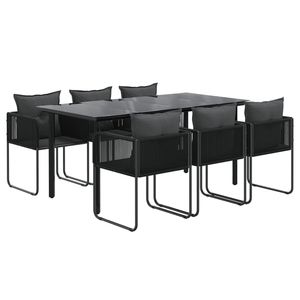 Conjunto de Comedor de Jardín de Ratán PE Negro con Asientos Medianos - Product Image 3