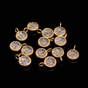 Colgante de Cuarzo Natural Tallado en Forma de Flor con Baño de Oro Vermeil, Plata de Ley 925, Gema de Cristal, Joyería de Cristal Curativa - Product Image 5