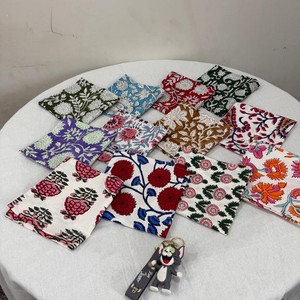 Serviettes carrées en coton imprimées à la main en Inde, réutilisables, écologiques, lot de 10, logo personnalisé, décoration bohème pour la maison, motif floral - Product Image 4
