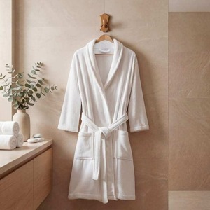 Albornoz de Lujo de Algodón con Tejido de Rizo Suave, Altamente Absorbente, Cómodo, para Hombres y Mujeres, Hoteles y Resorts, en Venta - Product Image 1