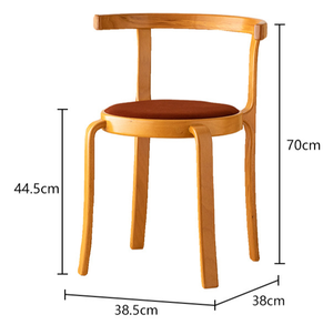 Modern Minimalist Solid Wood <b>Dining</b> <b>Chair</b> with Curved Embrace Back and Terracotta Fabric Seat for Home Cafe - Product Image 6