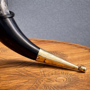 Premium Quality Eco-Friendly Handmade Customizable Size Natural Shape Modern Design Marble Pattern Reusable Viking Horn <b>Beer</b> Mug - Product Image 5