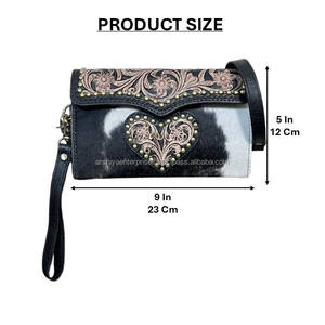 2026 Handcrafted Hair on Hide Genuine Leather Crossbody Mini <b>Bags</b> Western Luxury Fashionable Studded Floral Pattern Clutches - Product Image 2