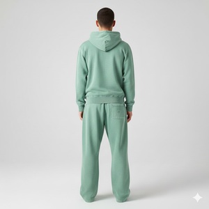 Custom Acid Wash Sweatsuit Jogging Track Suit <b>Set</b> Street wear Puff Print <b>Spray</b> Wash Flare Sweatpants and Full Zip up Hoodie <b>Set</b> - Product Image 2
