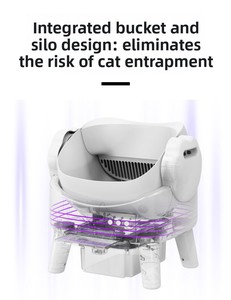 Bac à litière automatique intelligent pour chat, forme ovale, sans poussière, contrôle des odeurs, nettoyage facile, grande capacité 74L, matériau ABS+PP, application pour chats - Product Image 2