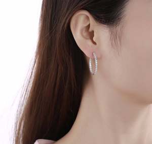 Pendientes de Aro Delgados con Diamantes de Moissanita y Plata de Ley 925, Elegantes y Personalizados para Mujer, Chapados en Rodio, Regalos de Aniversario - Product Image 5