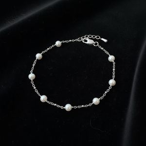 Dainty Pearl Bracelet 925 Sterling Silver 14K Gold Plated Freshwater Pearl Elegant Wedding Bridesmaid Jewelry - Product Image 3